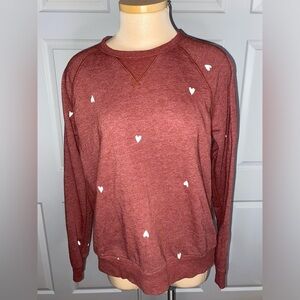 SO Burnt Orange Mini Hearts Sweatshirt - Size M